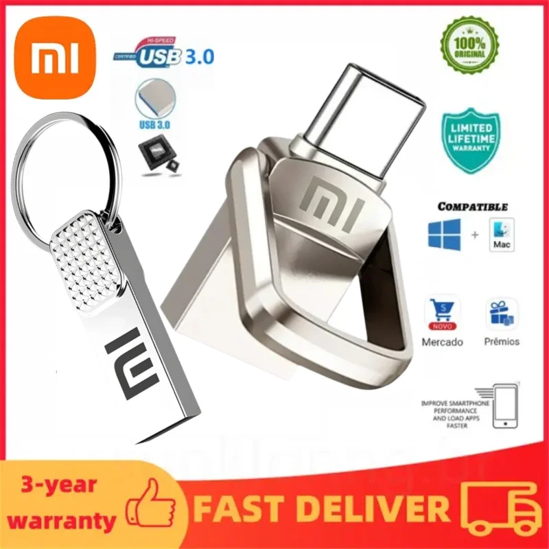 

Xiaomi USB Flash Drive 2TB High Speed Pendrive Stick 512GB Metal USB 3.0 Mini Type-c U Stick Pen Drive Memory Storage For PC TV
