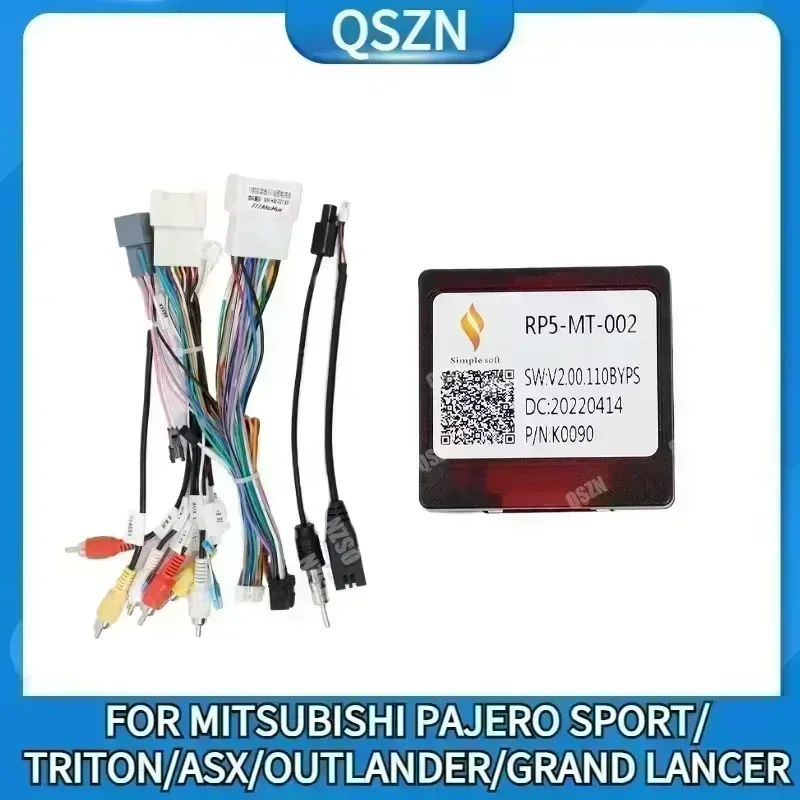 QSZN Car Radio Canbus Box MT-SS-07/RP5-MT-002 For Mitsubishi PAJERO SPORT TRITON  ASX Outlander Wiring Harness Power Cable