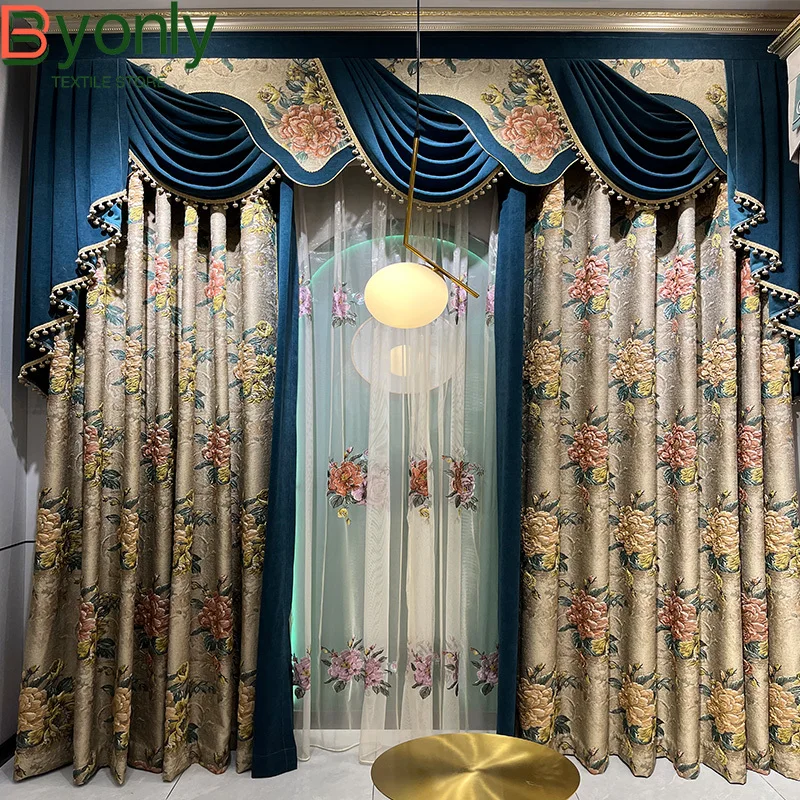 

New 4D 3D Embossed Thickened Spliced Blackout Curtains for Living Room Bedroom Home Decoration Villa Customized High Windows