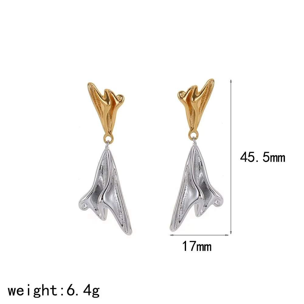 بسيطة الإبداعية الأزياء هندسية الملمس القلب قلادة الأقراط الفولاذ المقاوم للصدأ شل محارة على شكل الأقراط