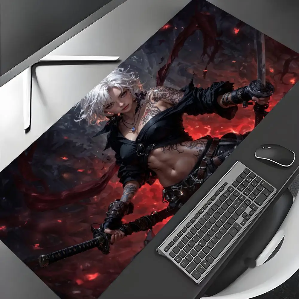 

Female warrior with tattoos anime Mouse Pad Desk Mat Gaming mat gamer pc accessories rubber anti-slip keypad expansion mousepad