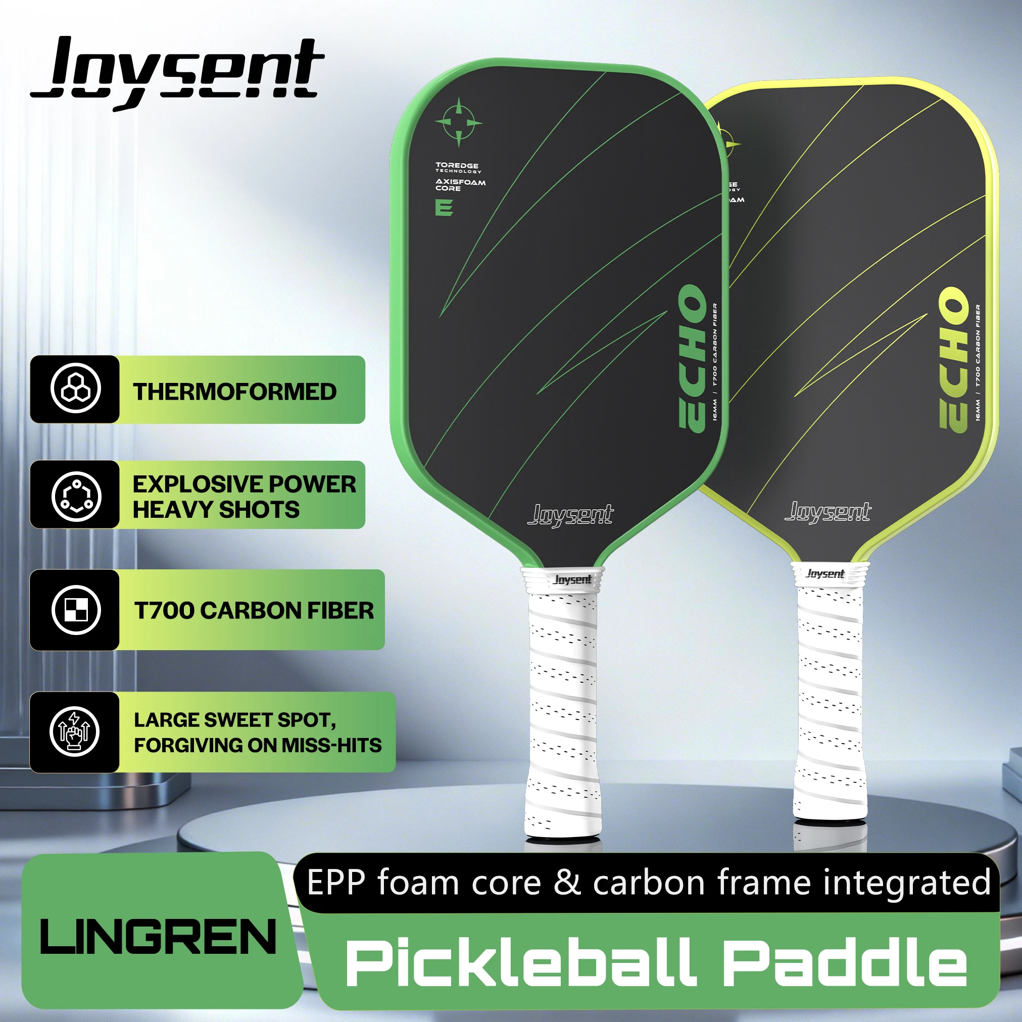 Joysent Raw Carbon Fiber Pickleball Paddle EPP+Carbon Frame Integrated Core 16MM Thermoformed Pickleball Racket For Spin Control