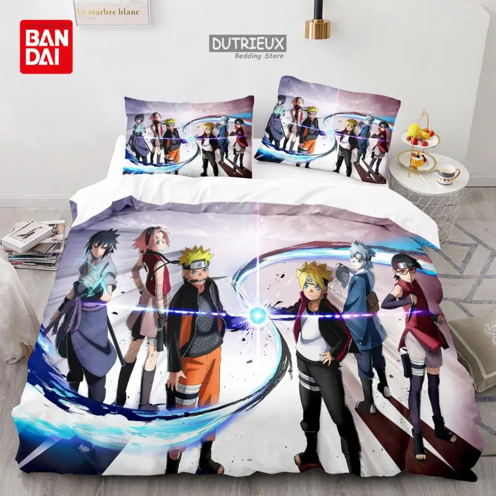 Ninja Uzumaki Uchiha Naruto Bedding Set Anime Duvet Cover Quilt Cover Pillowcase Double Size Kids Bedroom Bed Linen Decoration