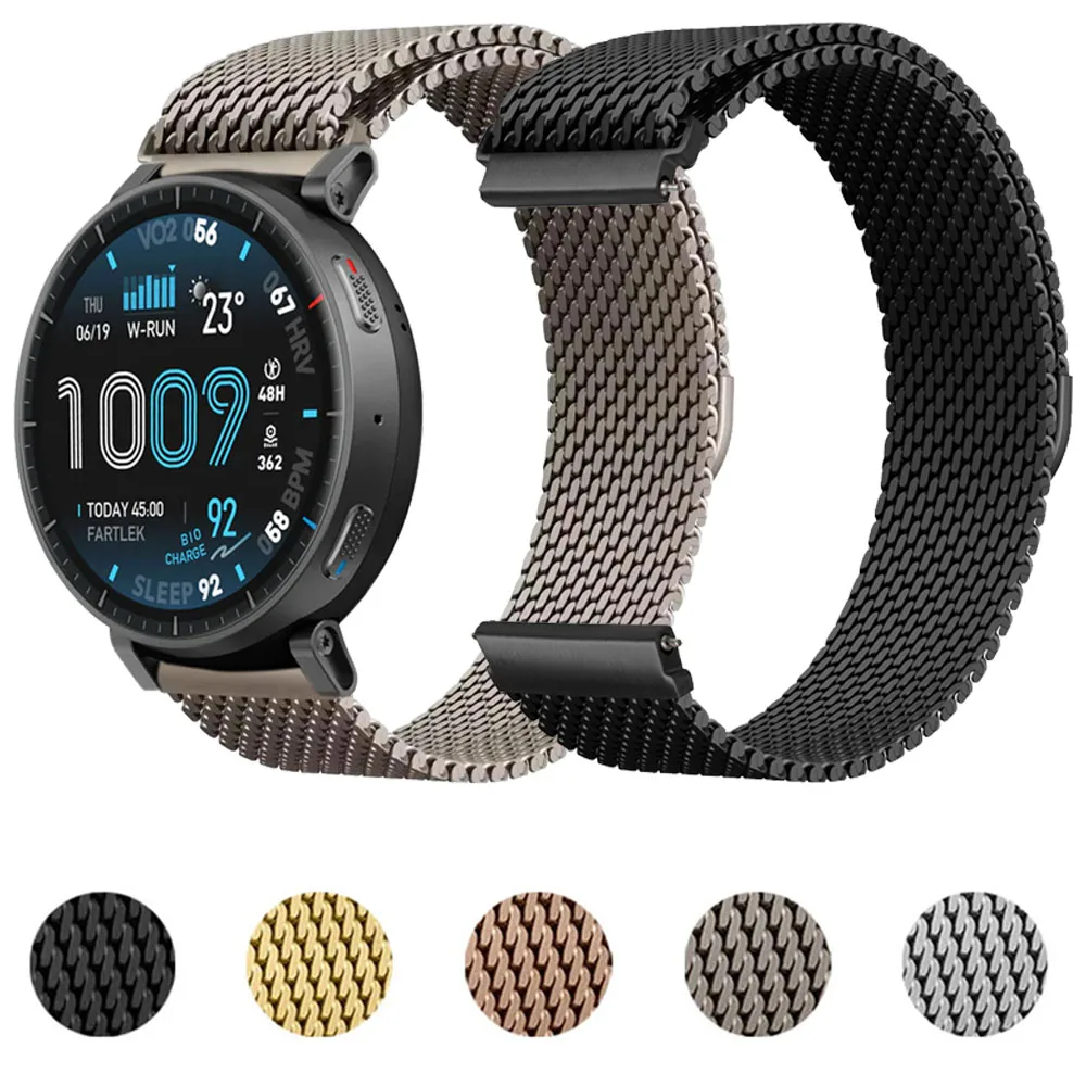 22/20mm Milanese Metal Strap for Amazfit Active Max/Balance 2/Bip 6 5 Stainless steel Wristband for Amazfit Active 3 2/GTR 4 3 2