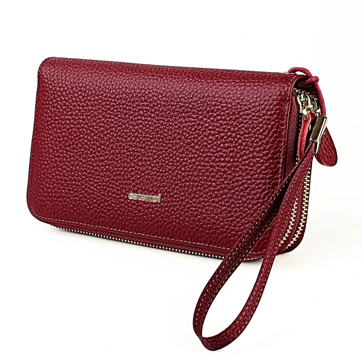 Brand Genuine Leather Purse RFID Card Holder Wallet Women Double Zipper Ladies Daily Wristlet Clutch Bag