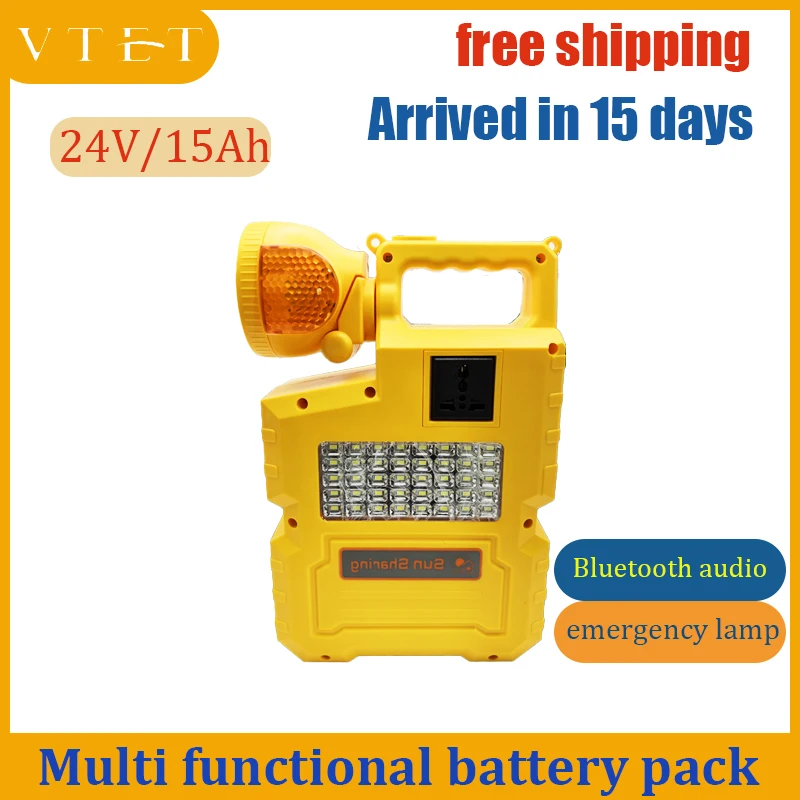 

24V15Ah High-capacity Outdoor Multifunctional Power Supply Flashlight LED Light Bluetooth Speaker 220V Power Supply USB Charging