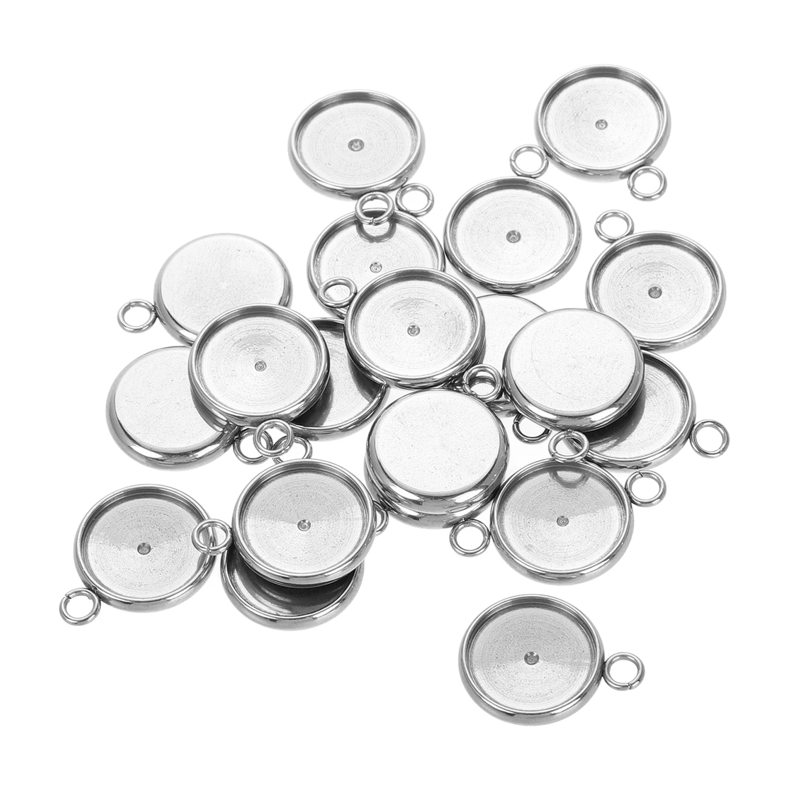 

20pcs Pot Pendant Bezel Trays Bezels For Jewelry Making Round Edge Durable Stainless Steel DIY Jewelry Making Necklace Settings