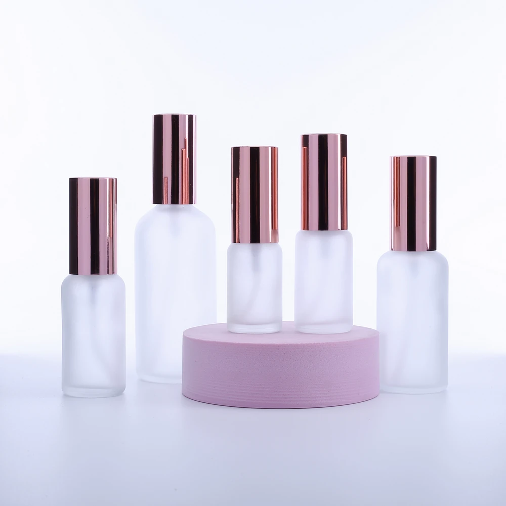 5pcs 15ml/ 20ml/30ml/50ml/100ml Refillable Press Pump Glass Spray Bottle Oils Liquid Container Perfume Atomizer Travel