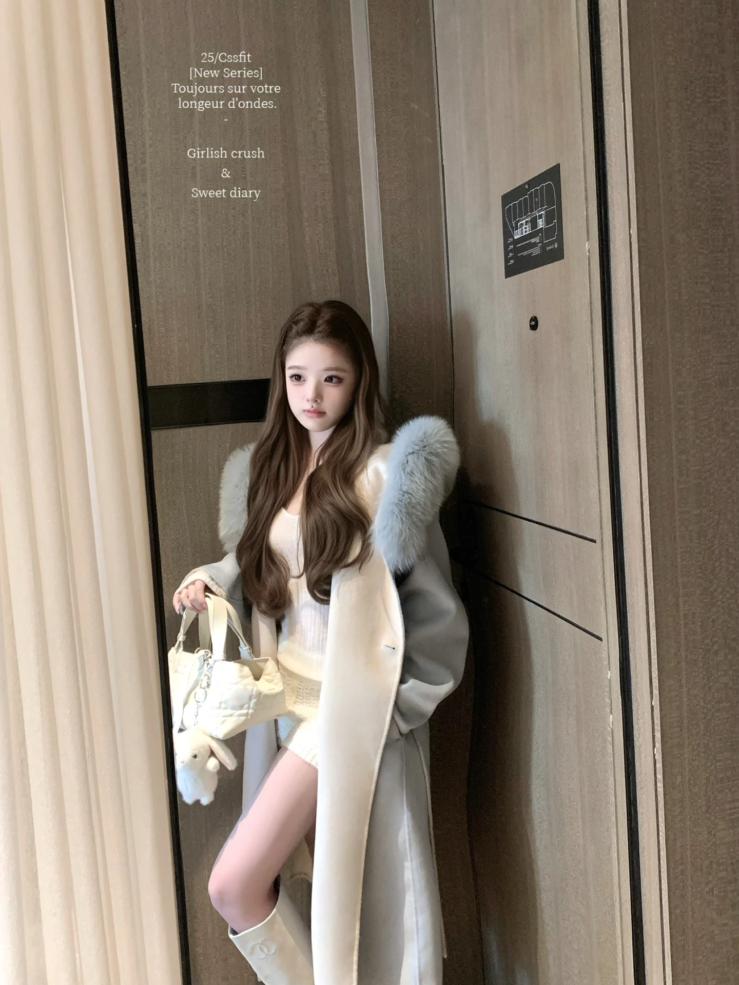 

Blue Collar Long Woolen Coat with Belt Large Collar Cleanfit Sle Pure E-commerce Exclusive Winter Youth Women's Coat