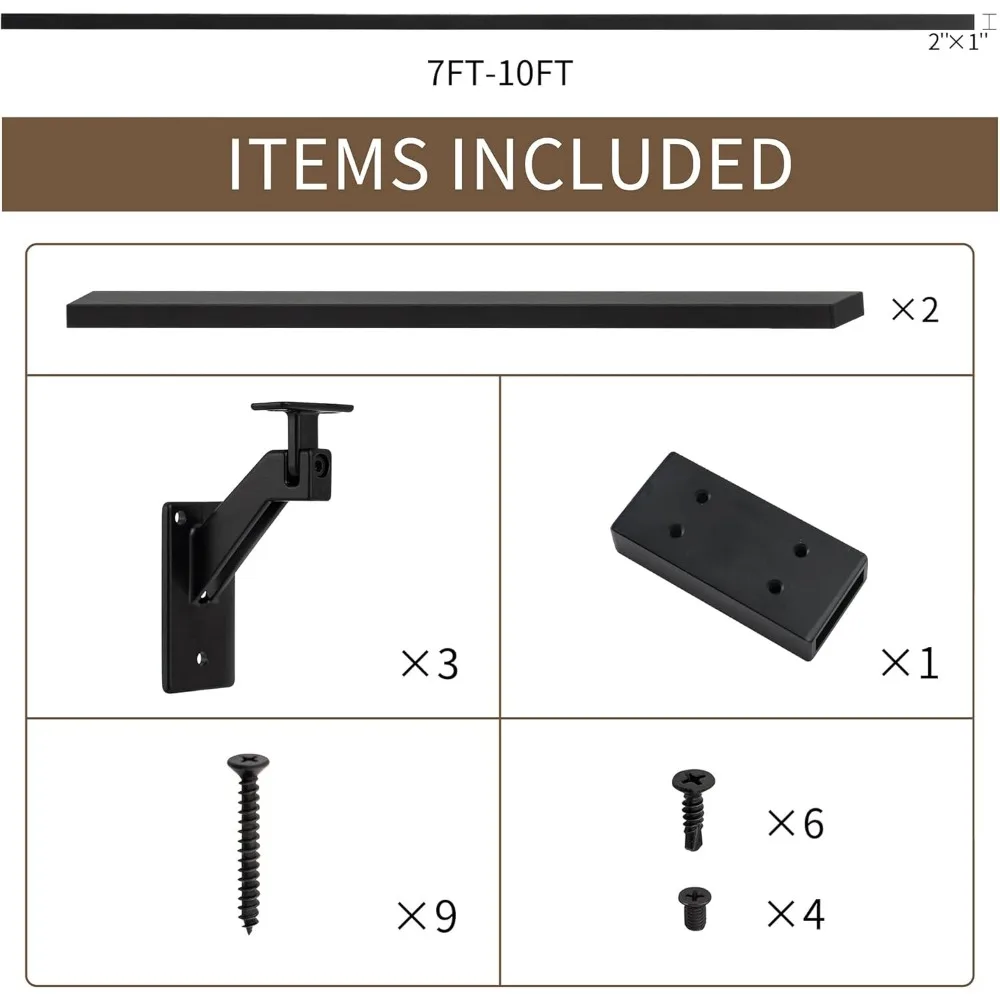 طقم درابزين قابل للتعديل من الفولاذ المقاوم للصدأ للسلالم الداخلية والخارجية - تصميم حديث من الألومنيوم، وشملان من قضبان الإمساك #5