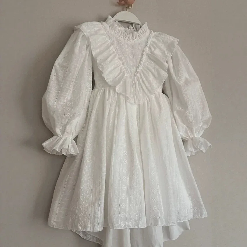 2026 Russian Spring and Autumn Girls Lolita Dress Lace Embroidered Cotton French Palace Style Dress