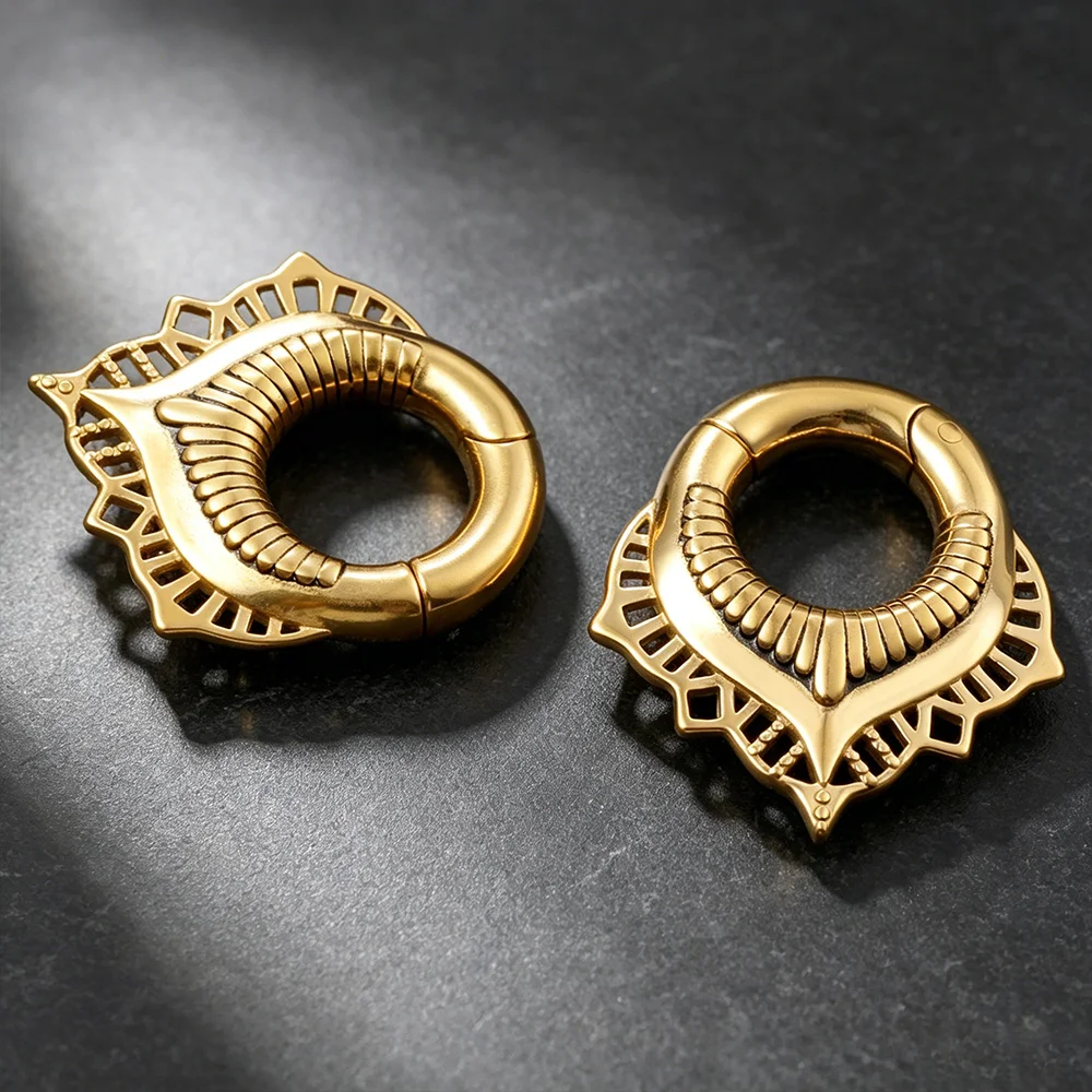 Casvort 2 Stück Edelstahl Boho Filigran Spitze Ohrgewichte Tunnel Plugs 6mm 2g Vintage Ohrringanhänger für gestreckte Ohrläppchen – Detail 2