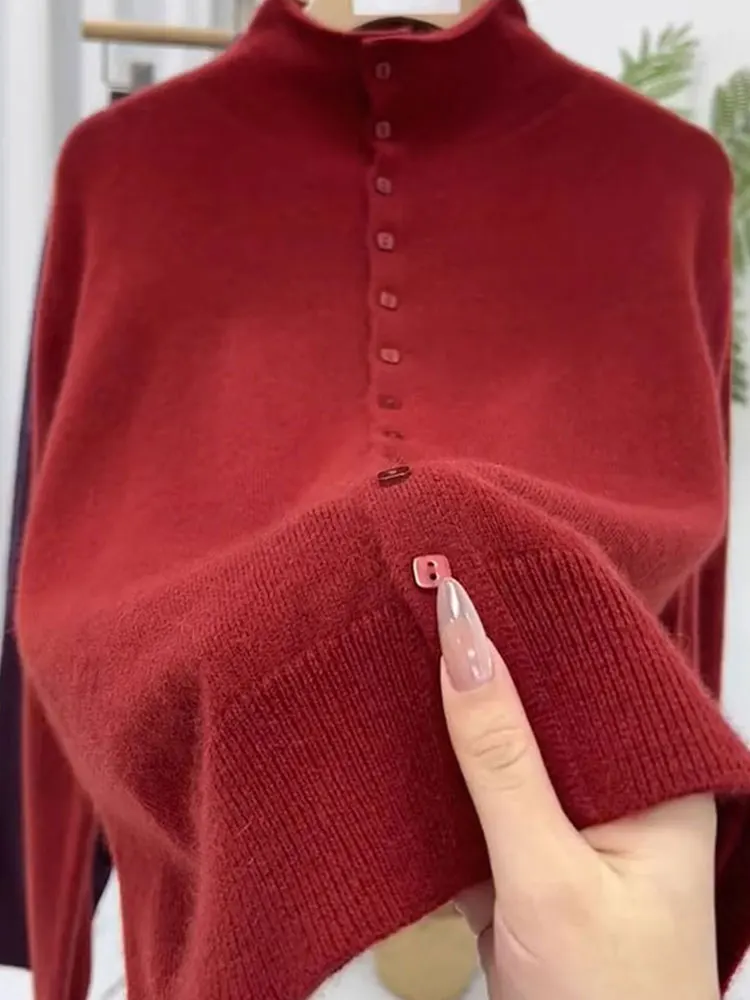 سترة ناعمة ومريحة ذات لون عالي Ne Long Sve سترة كاجوال أنيقة كسول بأزرار تصميم للتنقل ملابس خارجية عادية #1