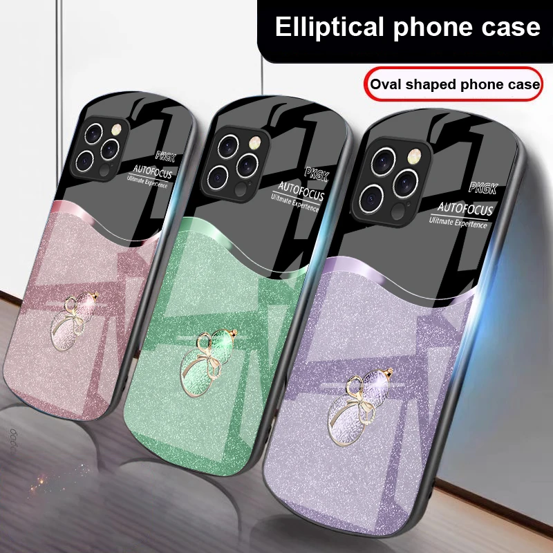 Gradient gourd of applesr For IPhone 16 Pro Max 15 Pro 14 13 12 Mini 11 XS Max XR 7 8 Plu SE 2022 Elliptical glass phone case