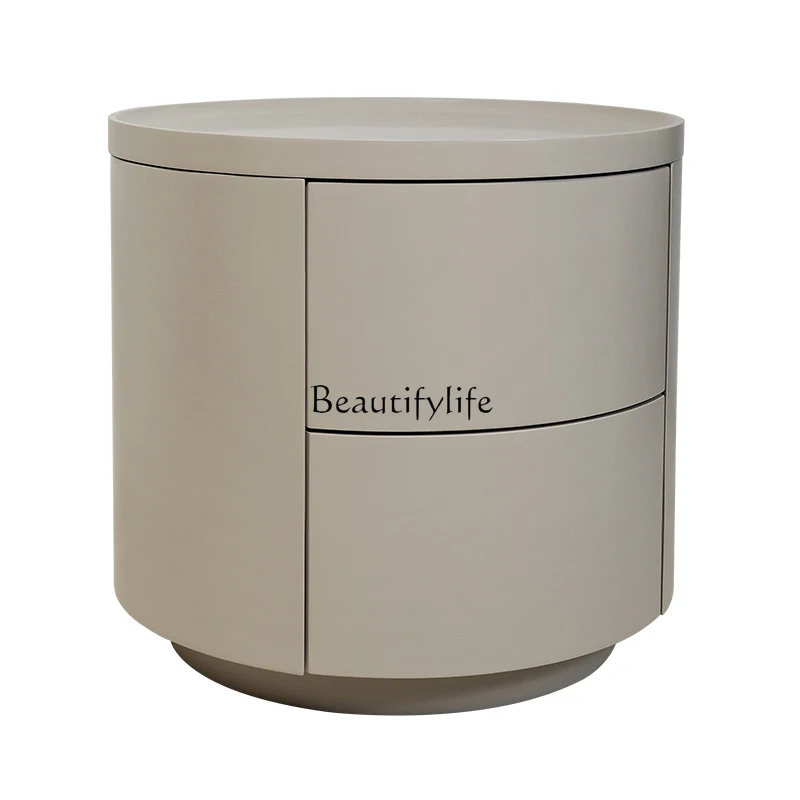 

Italian minimalist piano paint bedside table round solid wood cream wind