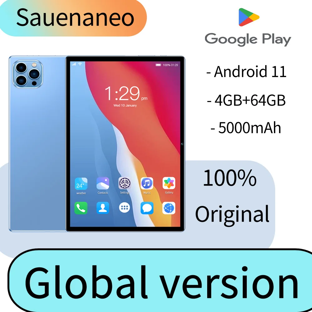 

Планшет Android 11, 10,1 дюйма — 4 ГБ ОЗУ, 64 ГБ, Dual SIM-карта, IPS 1280x800, камера 2 МП + 5 МП, аккумулятор 5000 мАч, поддержка ПК с YouTube Планшет