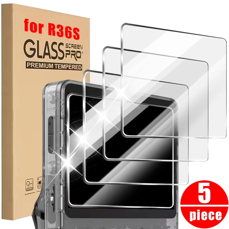 واقي شاشة من الزجاج المقسى لوحدة التحكم في الألعاب المحمولة R36S حماية زجاجية عالية الدقة لملحقات فيلم الزجاج المضاد للخدش R36S