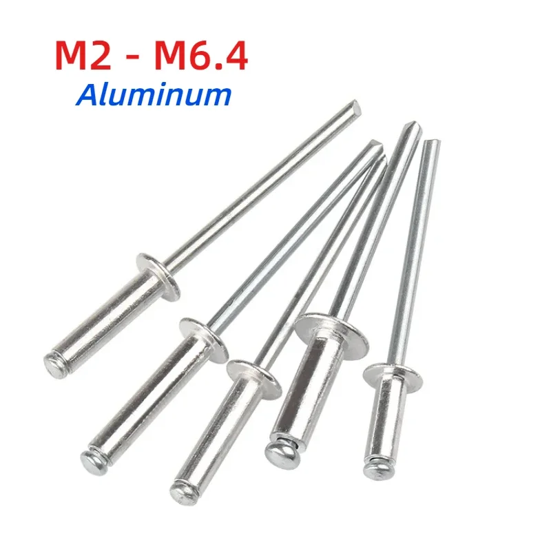 M2 M2.4 M2.8 M3 M3.2 M3.6 - M6.4 Pop Rivets Aluminium Dome Head Blind Rivets Steel Shank Mandrel Exhaust Rivets Pull Nail