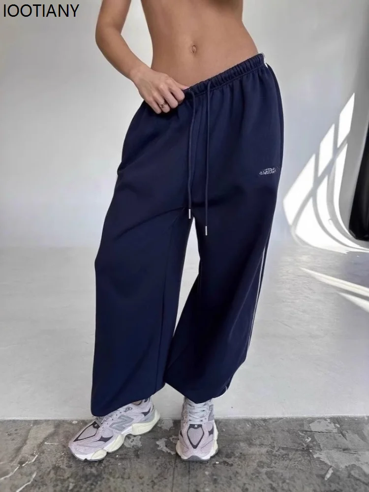 Pink Y2k Women's Casual Loose-fitting Letter Embroidery Gray Jogging Pants Wide-leg Straight Leg Pants Classic Sports Pants 2026
