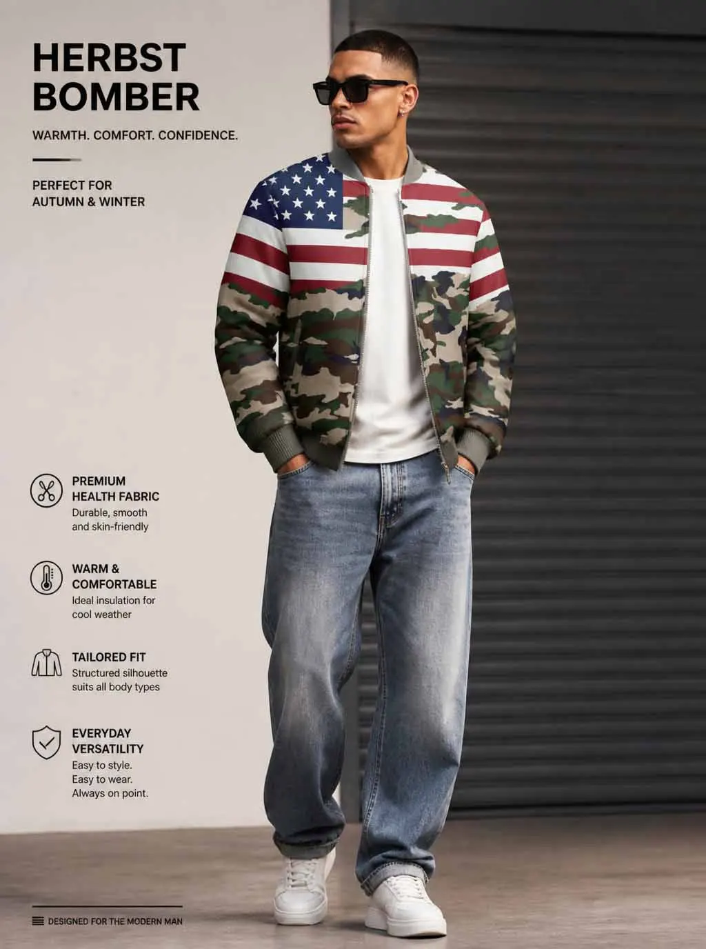 Men's pilot jacket with zipper pocket, casual baseball collar, outdoor sports pilot jacket