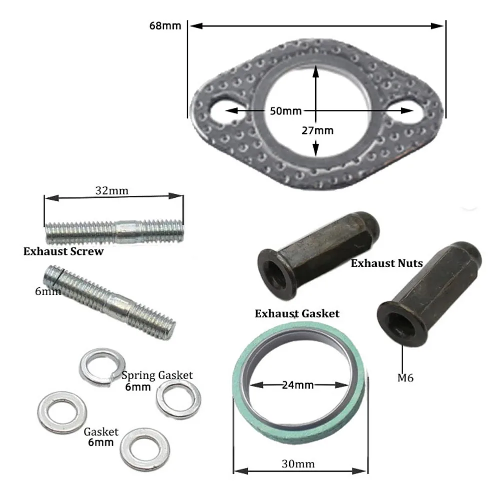 Muffler Gasket Set As Shown In The Picture Exhaust Bolt Nut Kit Long-lasting Exhaust Parts For 50-150CC Scooters