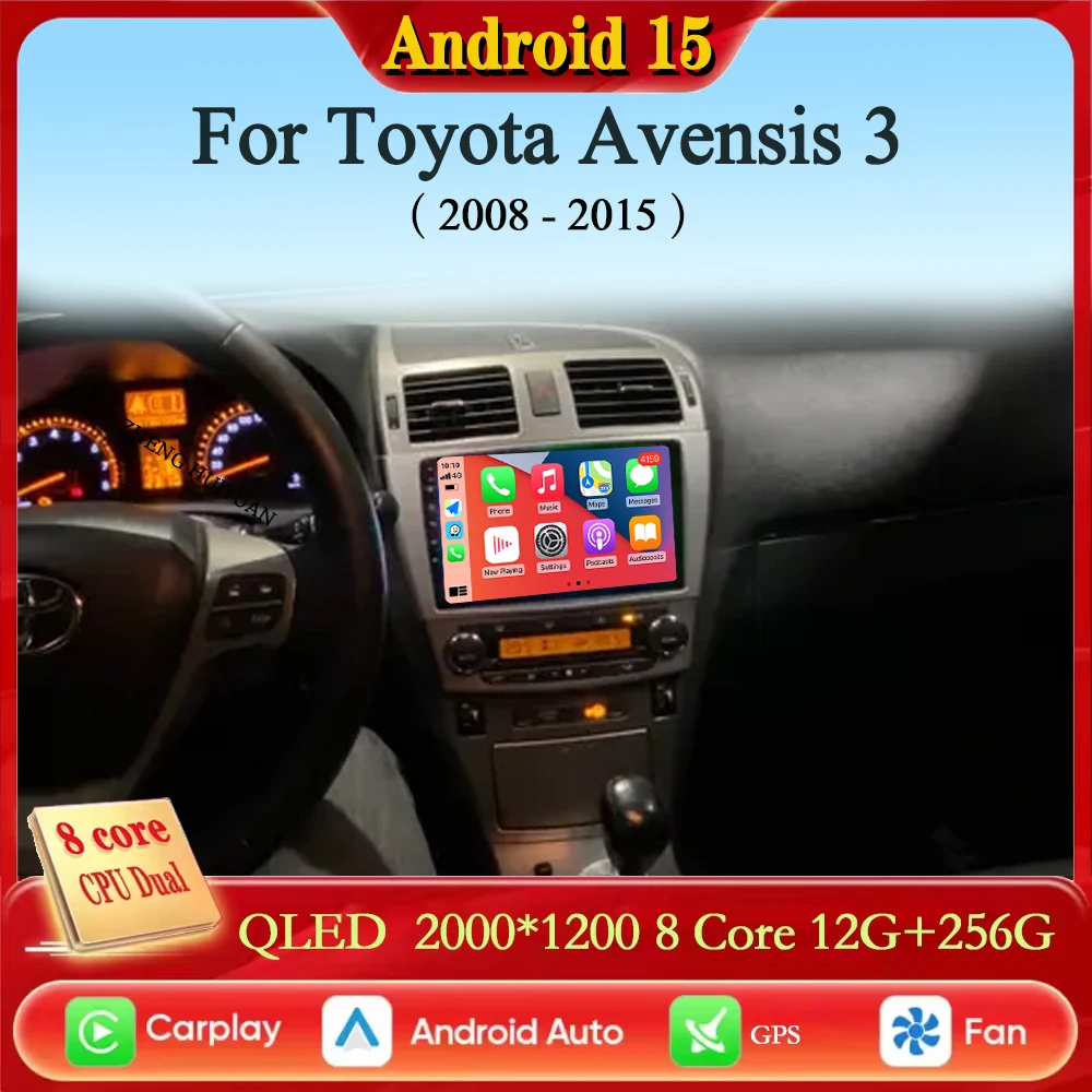 

Android 15 Carplay Auto Car Radio For Toyota Avensis T27 2009 - 2015 Navigation GPS Multimedia Player video Stereo WiFi+4G BT