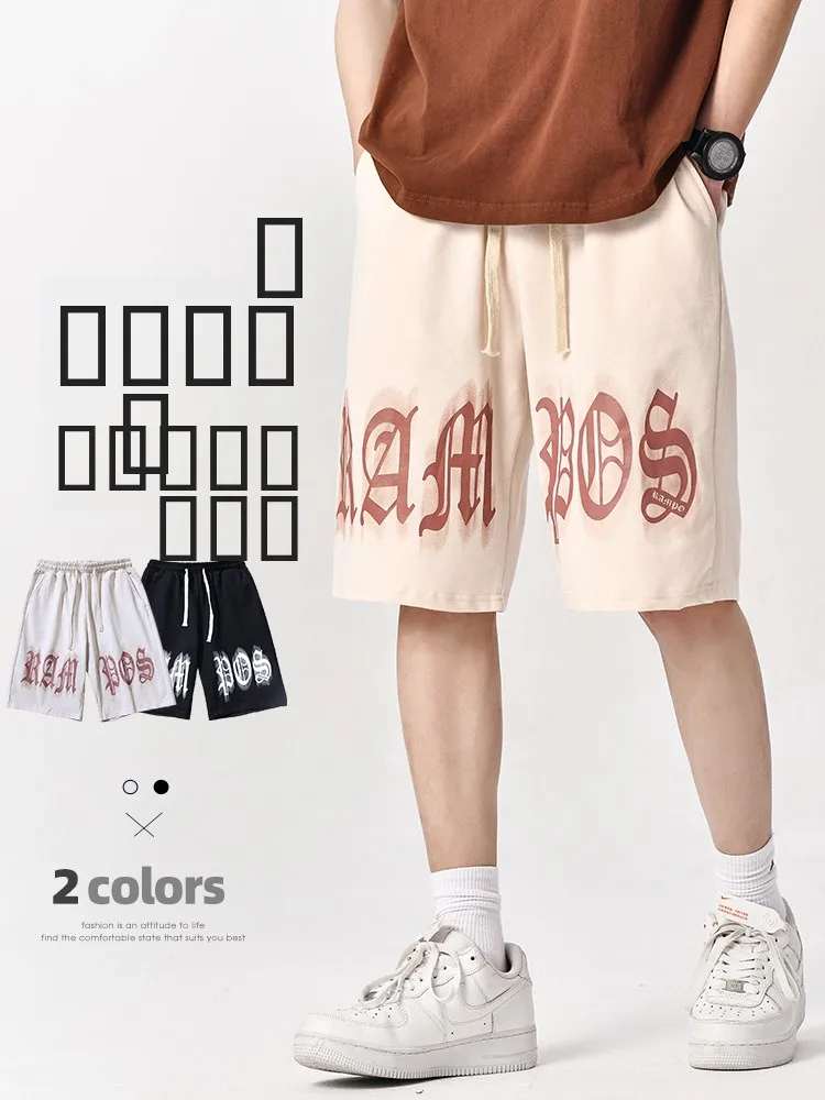 

American Sle Printed Casual orts Men's Summer New Loose Five-Point Baskeall Sports Trendy Brand Mid-Waist Crotch orts