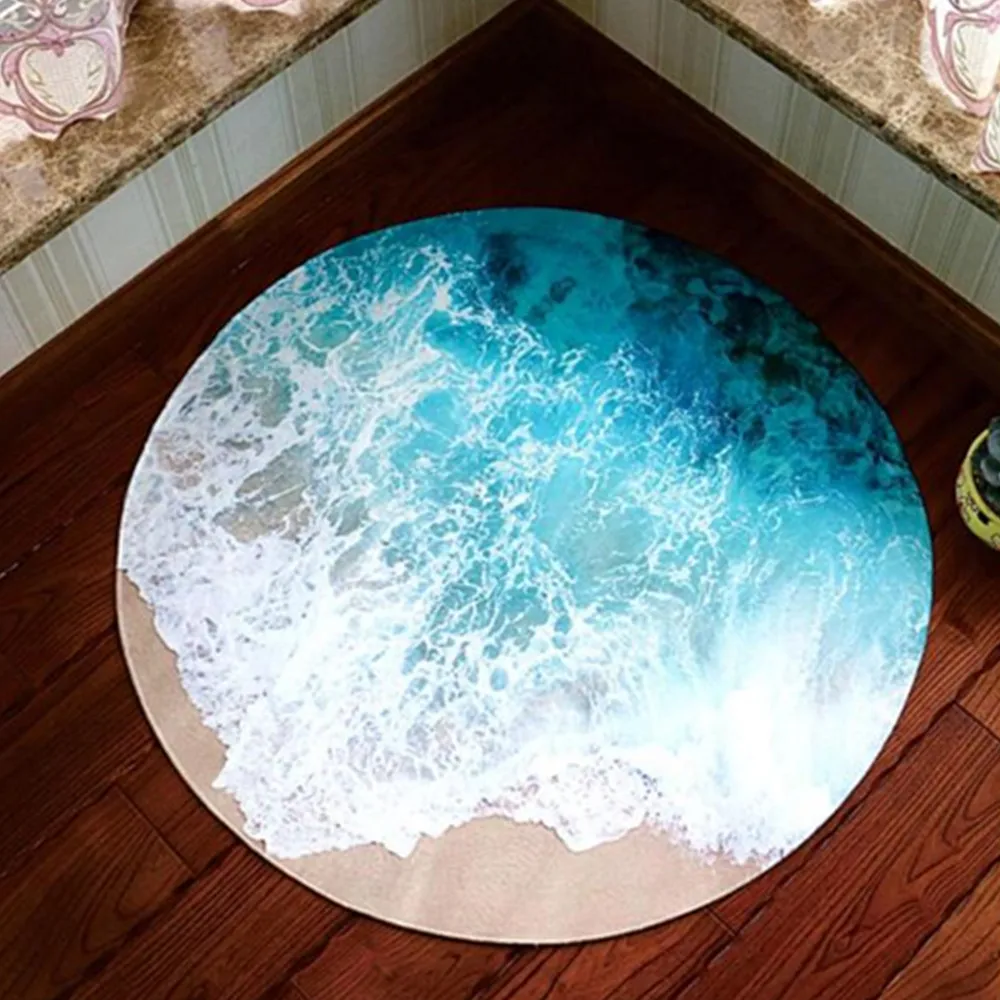 3D Ocean Scene Round Carpet area rugs kids room bathing rug bedroom mat non-slip 60*60 80*80CM computer mat