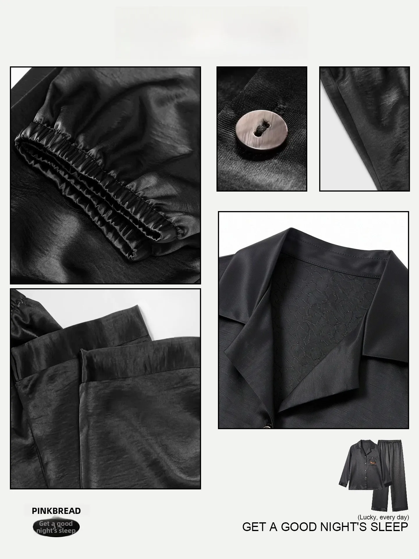 PinkBread Couples Sleepwear Long Sleeve Silk Home Clothes Men's Outerwear Spring Autumn Comfortable Loose Fit Moisture Wicking