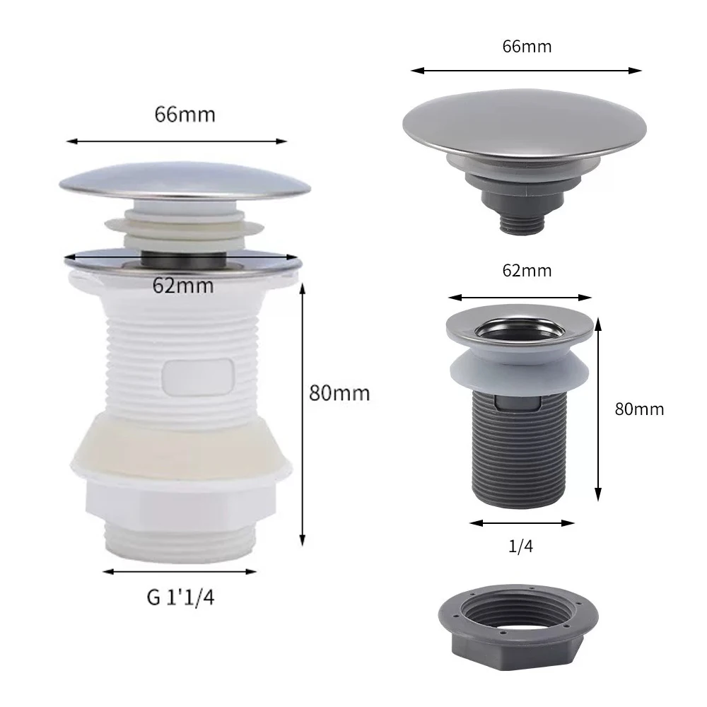 Filtro de desagüe emergente para baño, válvula de tapón de residuos, Material PP, cabezal de agua para lavabo, juego de tapón de fugas, clic Clack