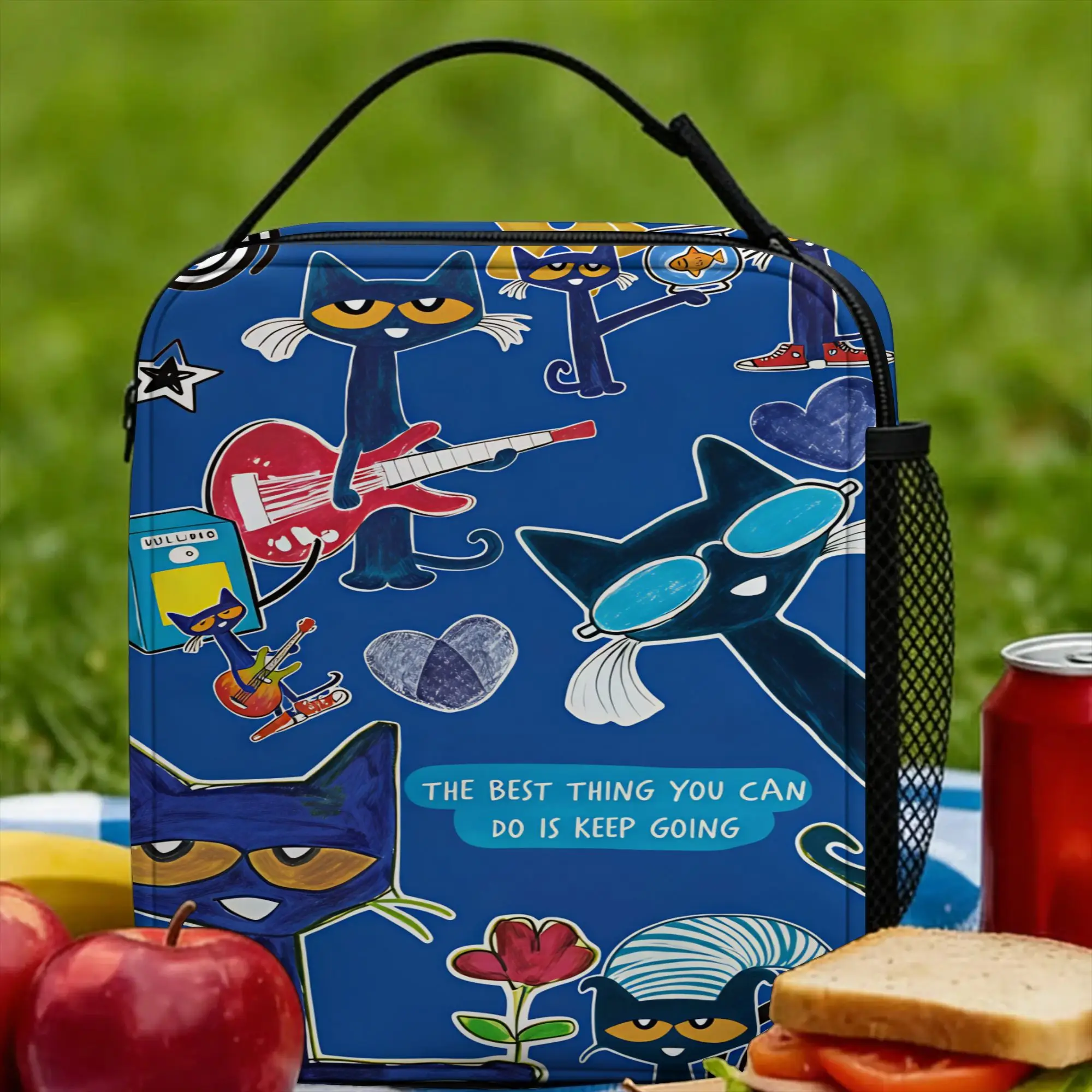 Pete The Cat Stars Comic Lunch Bag  Convenient Lunch Box Adult Office Graphic Cooler Bag Fun Oxford Tote Food Bags