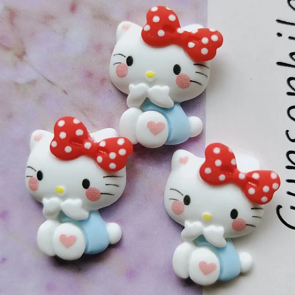Resin Colorful Kawaii bow cat Flat back Stone Cartoon Figurines 10PCS Scrapbook DIY Bow Decor Accessories Crafts - Image 5