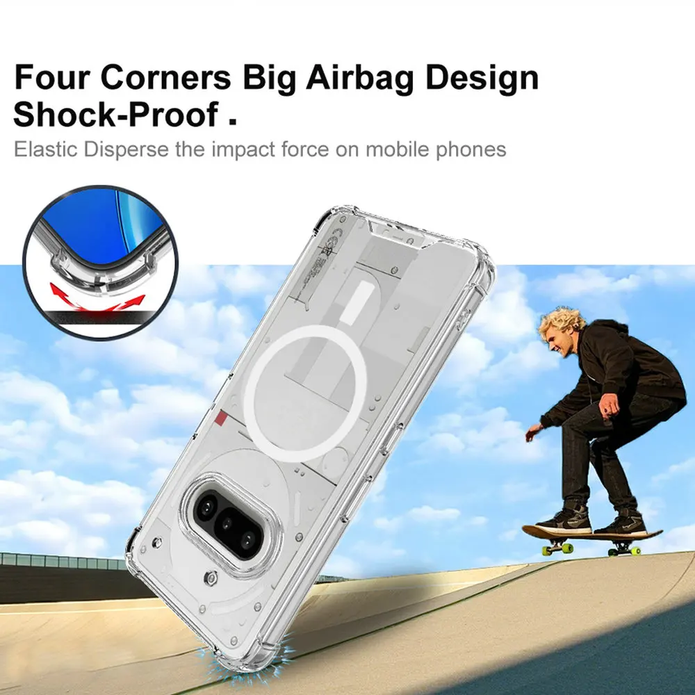 حافظة Magsafe لهاتف لا شيء 3a 5G 2025 غطاء كريستال IMAK شحن لاسلكي كيس هوائي لوحة خلفية شفافة لا شيء 3 A Phone3A