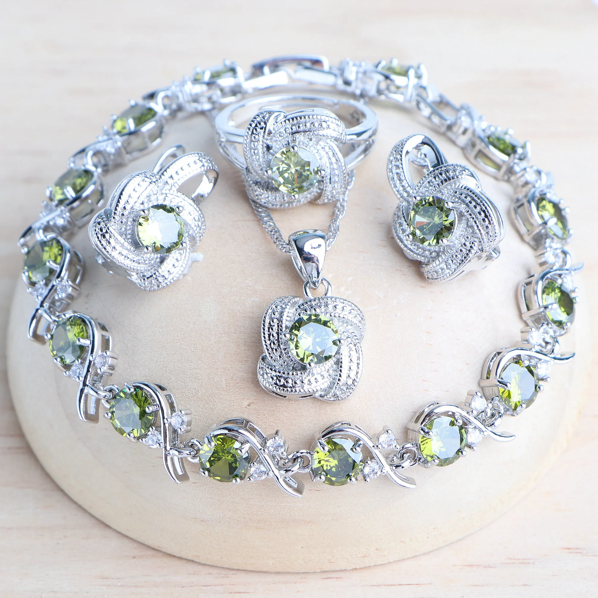 Blaue Zirkonia-Damen-Schmucksets aus 925er-Sterlingsilber, Hochzeit, Braut, Kostüm, Schmuck, Ohrringe, Ringe, Armbänder, Anhänger, Halskette