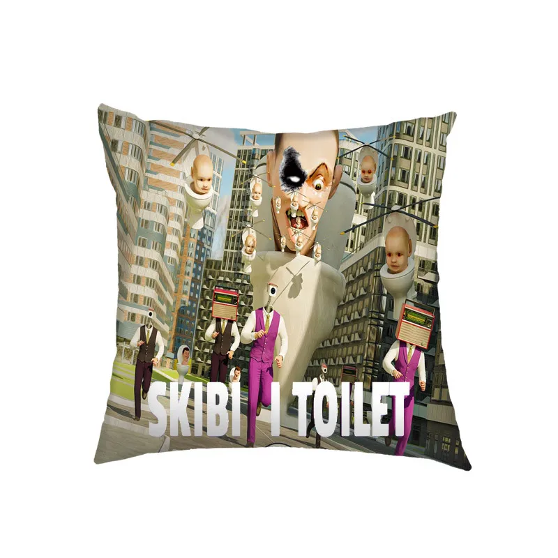 Pillow Square Skibidi Toilet Toilet Pillowcase Digital Printed Velvet Sofa Cushion Cover Fashion Casual Cool Pillowcase Gift