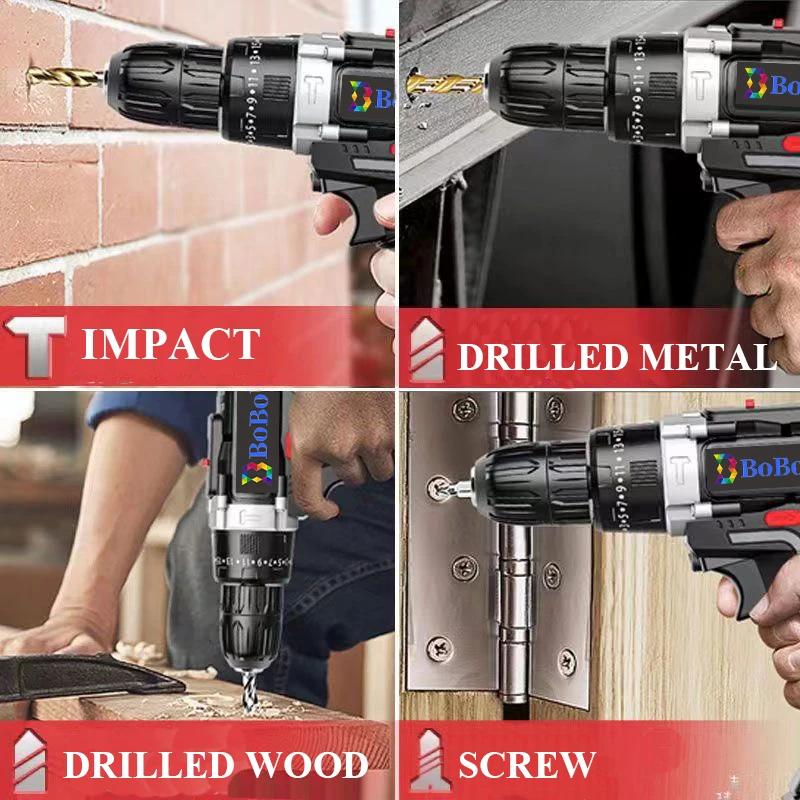 Imagem -05 - Elétrica sem Fio Impact Drill Chave de Fenda Recarregável sem Fio Power Driver dc Lithium-ion Battery For Home Multifunction