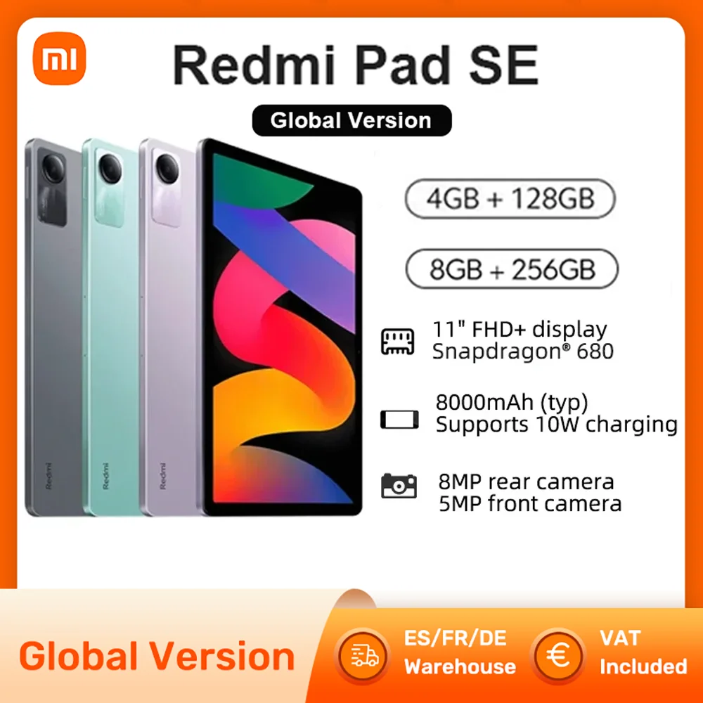 Xiaomi redmi pad se mi tablet globale version 4gb 128g 90hz 11 "fhd display snapdragon®680 8000mAh