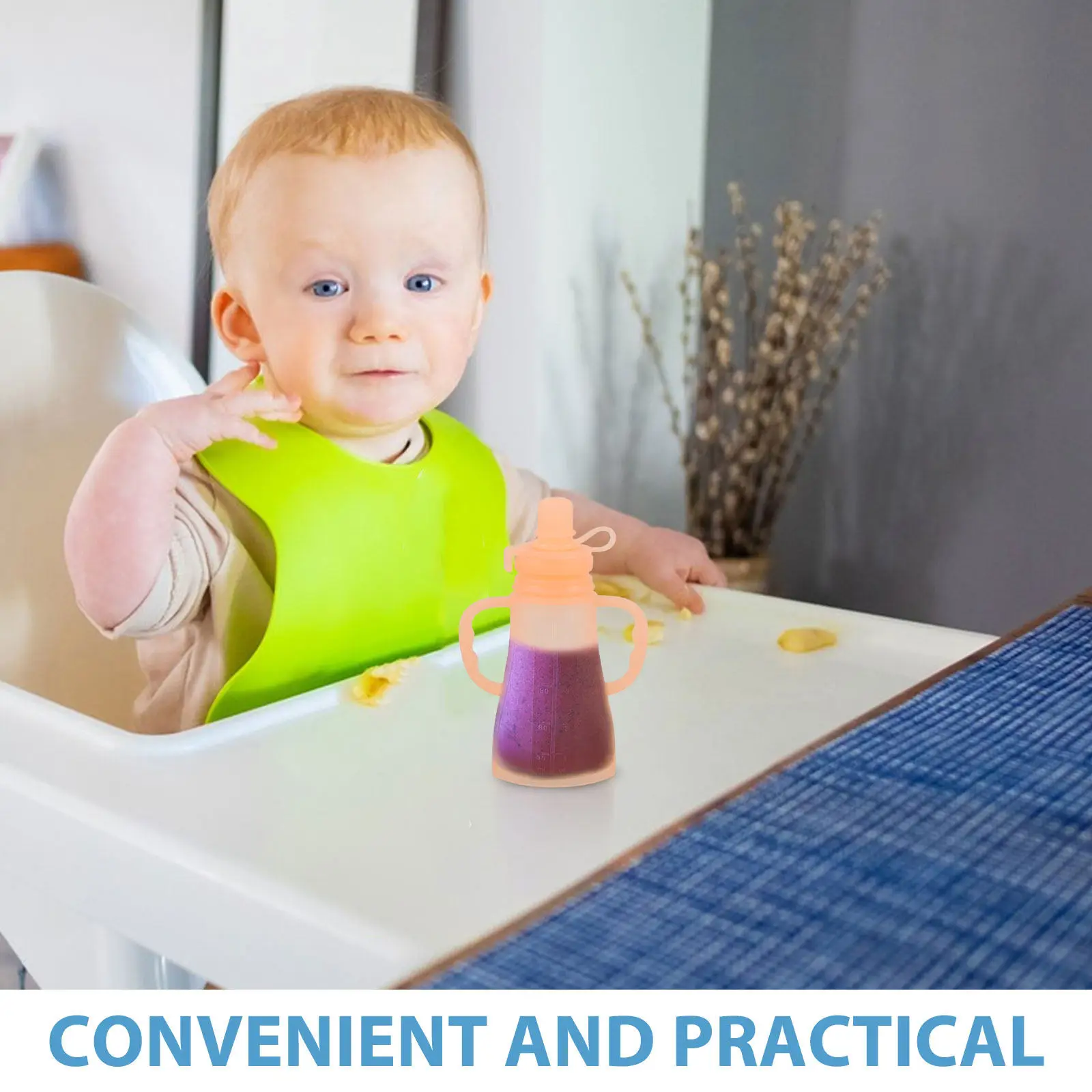 Reusable Silicone Baby Food Pouches Refillable Squeeze Pouch Holder No Spill for Purees Smoothies Breast Milk Freezer Safe Light