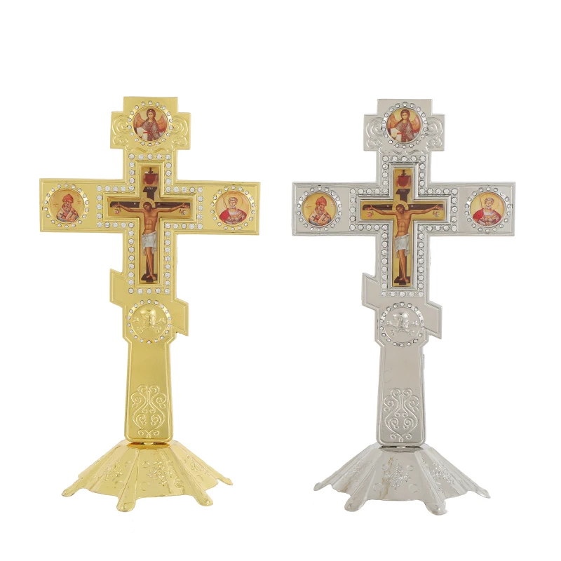 Orthodox Crucifix Religious Items Gold and Silver Cross Decoration Large Jesus Catholic Christ Church Supplies Cruces Religiosas