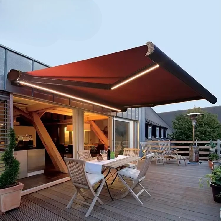 

Outdoor Electric Retractable Awning Rooftop Folding Rooftop Full Box Awning Retractable Awning with Light Emitting Diode