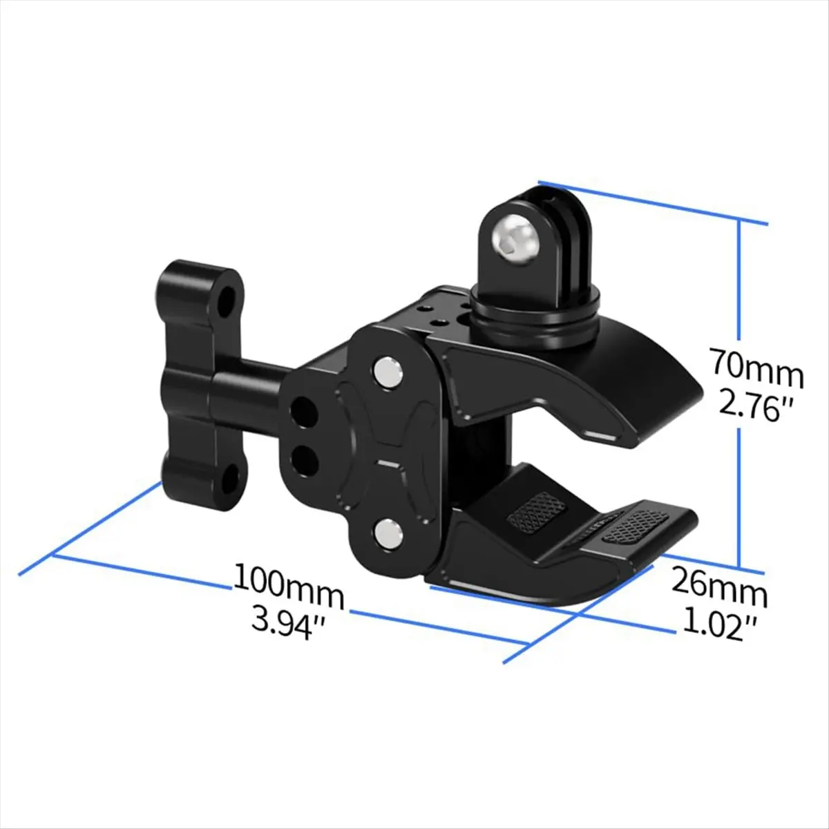 Universal 3-Card Front and Rear 180° Adjustment Super Clamp Camera Mount Handlebar Pole Tube Tripod Desk Camera Holder