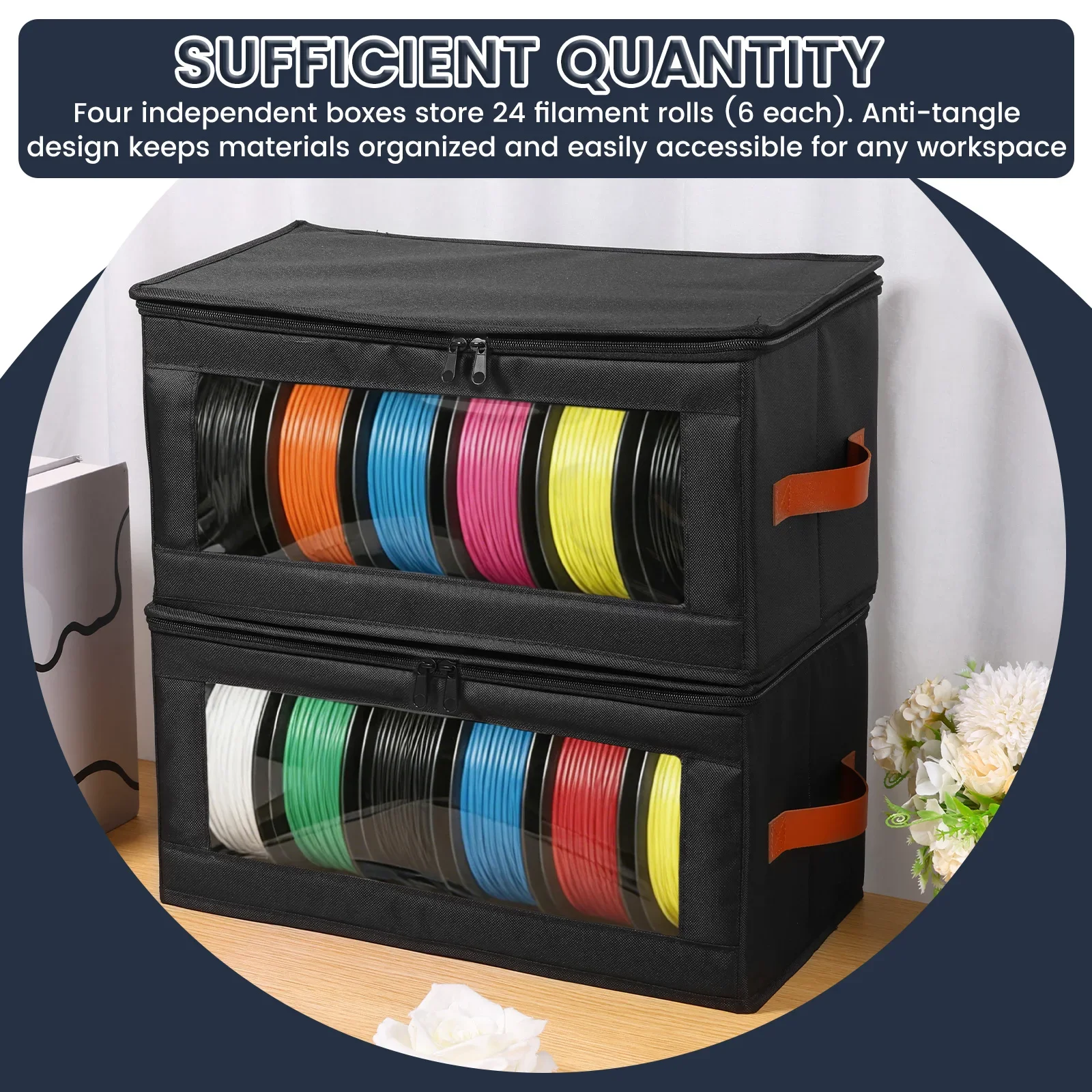 4Pcs Filament Storage Box Large Capacity 3D Printer Filament Storage Container with Clear Windows Tool Accessories Organizer