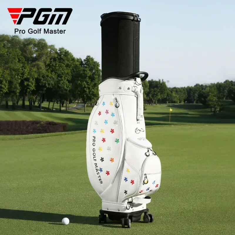 PGM Golf Women's Bag Expansion B ag Four Wheel Flat Push Air Cargo High end Embroidered Golf Bag