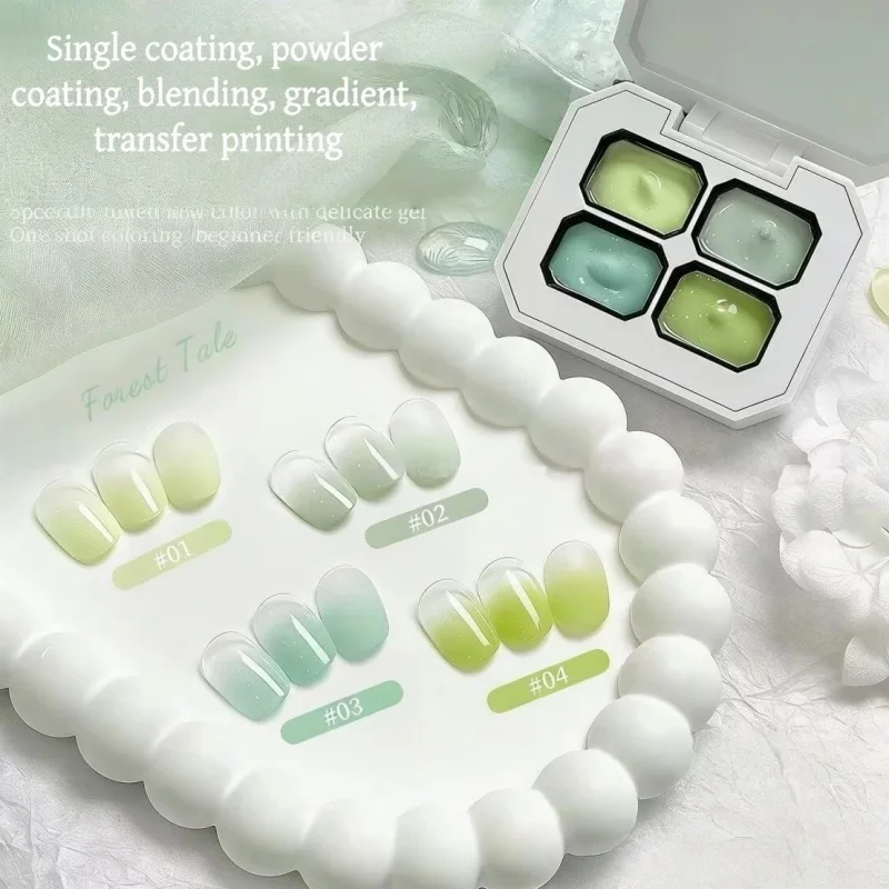 4-colors No-wipe Solid Nail Polish Pat Gel Painting Gradient Bright Gel Nail Art Creation Decoration Salon DIY Summer Popular