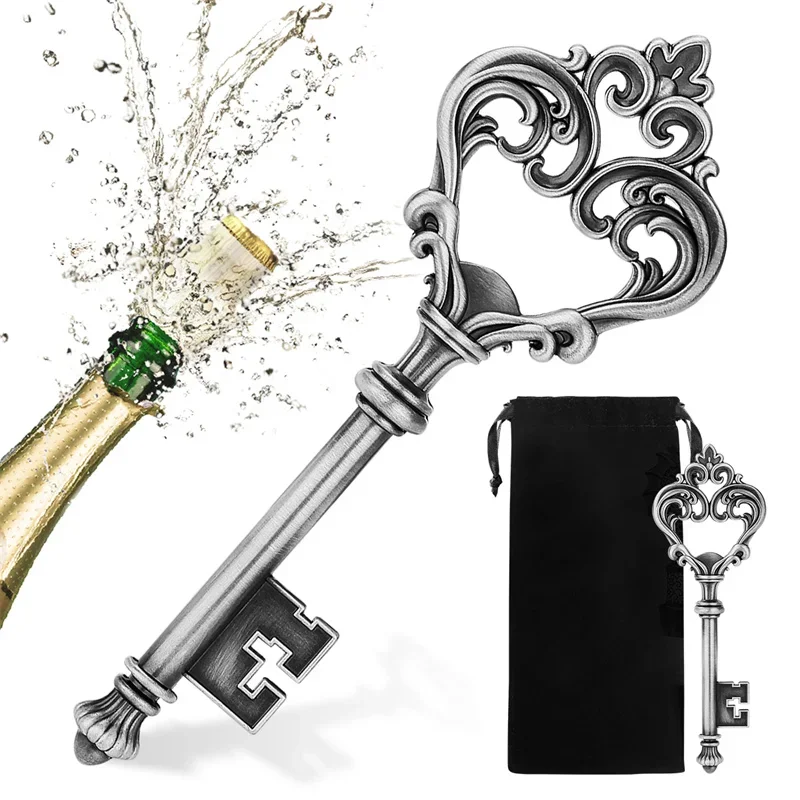 

Unique Key Shape Bottle Opener Beer Beverage Opener for Wedding Party Club Kitchen Portable Openers with Storage Bag Bar Gift