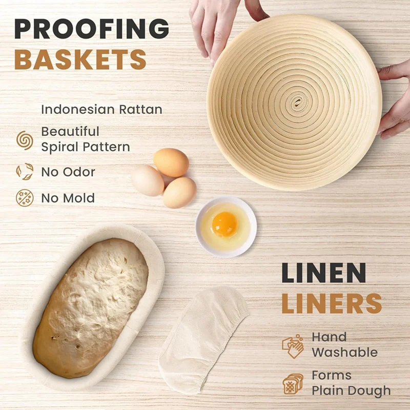 

Dough scraper kit Bread Fermentation Basket Set Oval Fermentation Basket Beater Dough Set Silicone Brush
