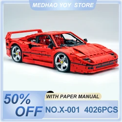 Technical X001 Red Super SportsCar F40 Compatible MOC-140629 Car Building Blocks Bricks Educational Puzzle Toys Birthday Gifts