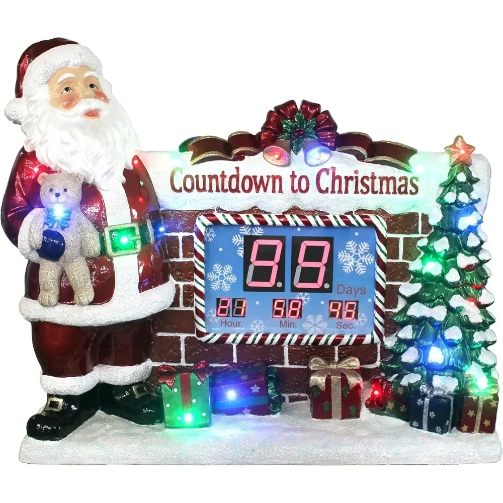 

Santa Claus Countdown Clock 2024 Christmas Decoration Christmas 18 multi-color LED lights water-resistant holiday statue