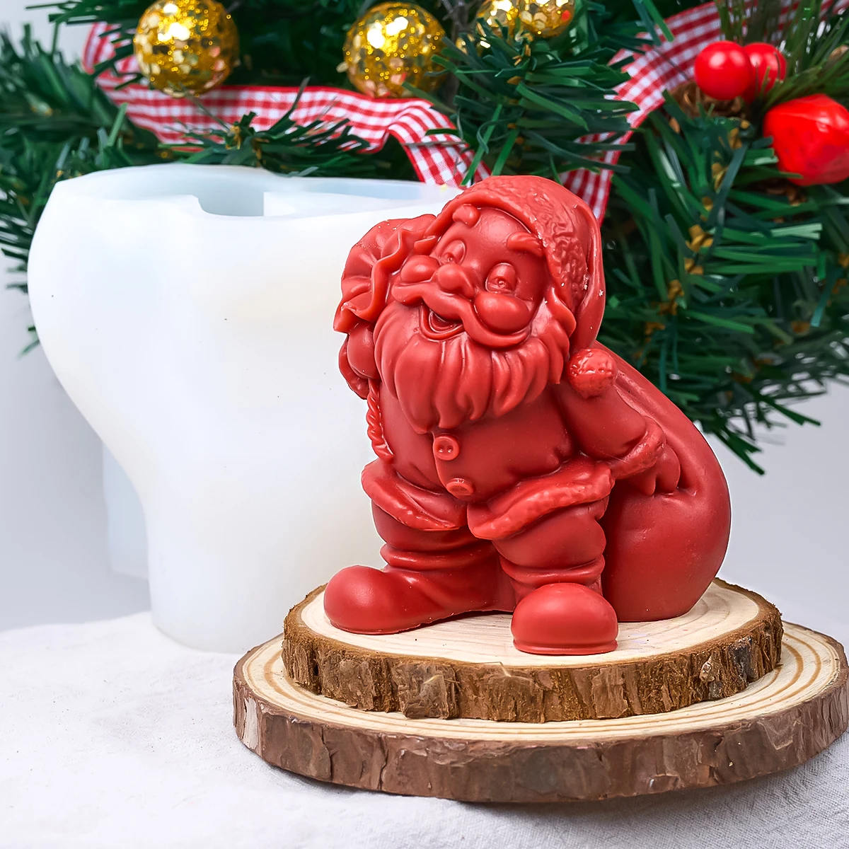 DIY Cute Santa Claus Candle Silicone Molds 3D Christmas Gift Santa Claus Ornaments Handmade Soap Casting Mould Christmas Decor