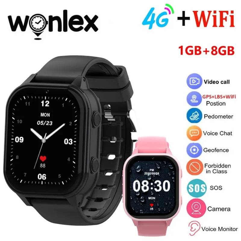 

Детские Смарт-часы Wonlex 4G SOS WIFI GPS расположение Whatsapp KT19Pro Детские Смарт-часы с камерой видеозвонка телефон часы